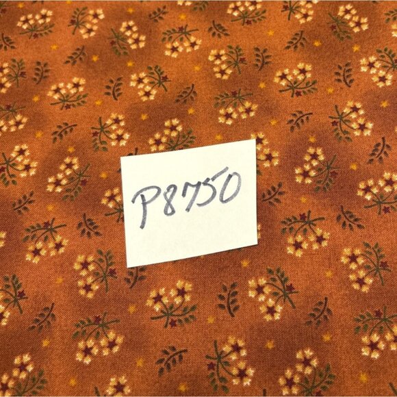 Henry Glass Fabric 1419 Wit & Wisdom 1/2 yard Cotton Floral Pattern Rust Orange - Picture 10 of 12